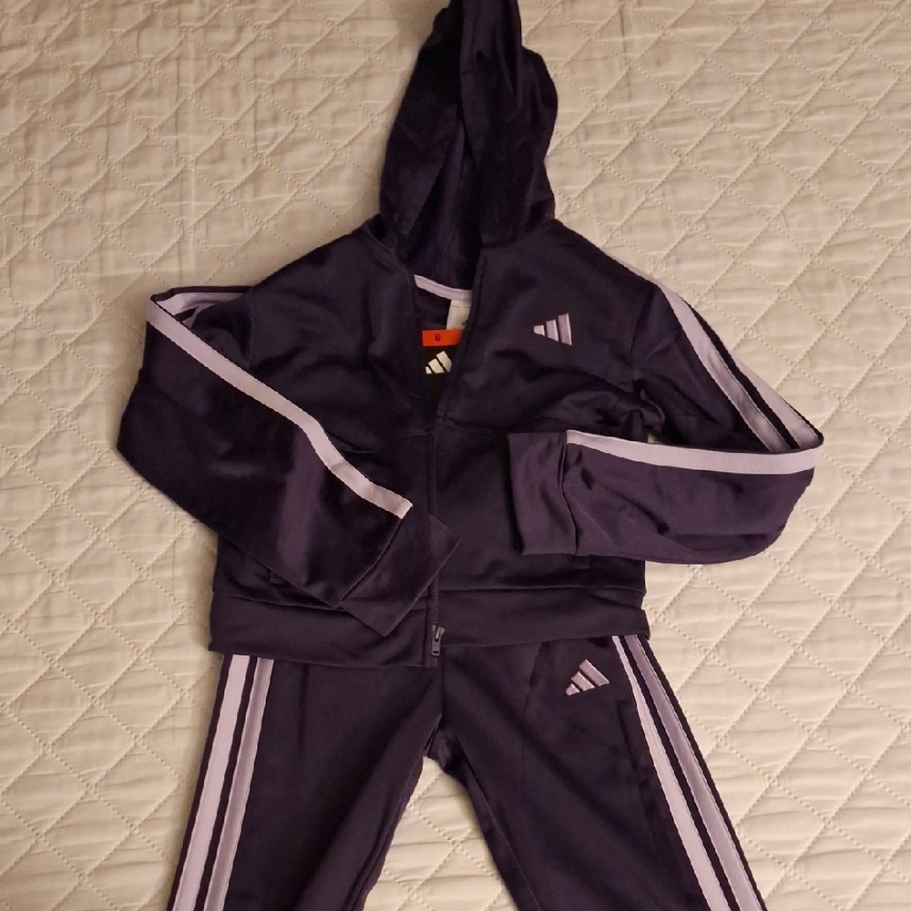 Adidas Dark Purple Tracksuit with Hood